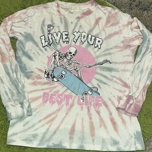 Vintage Style Distressed Urban Nation Tie Dye Long sleeve Size Xs